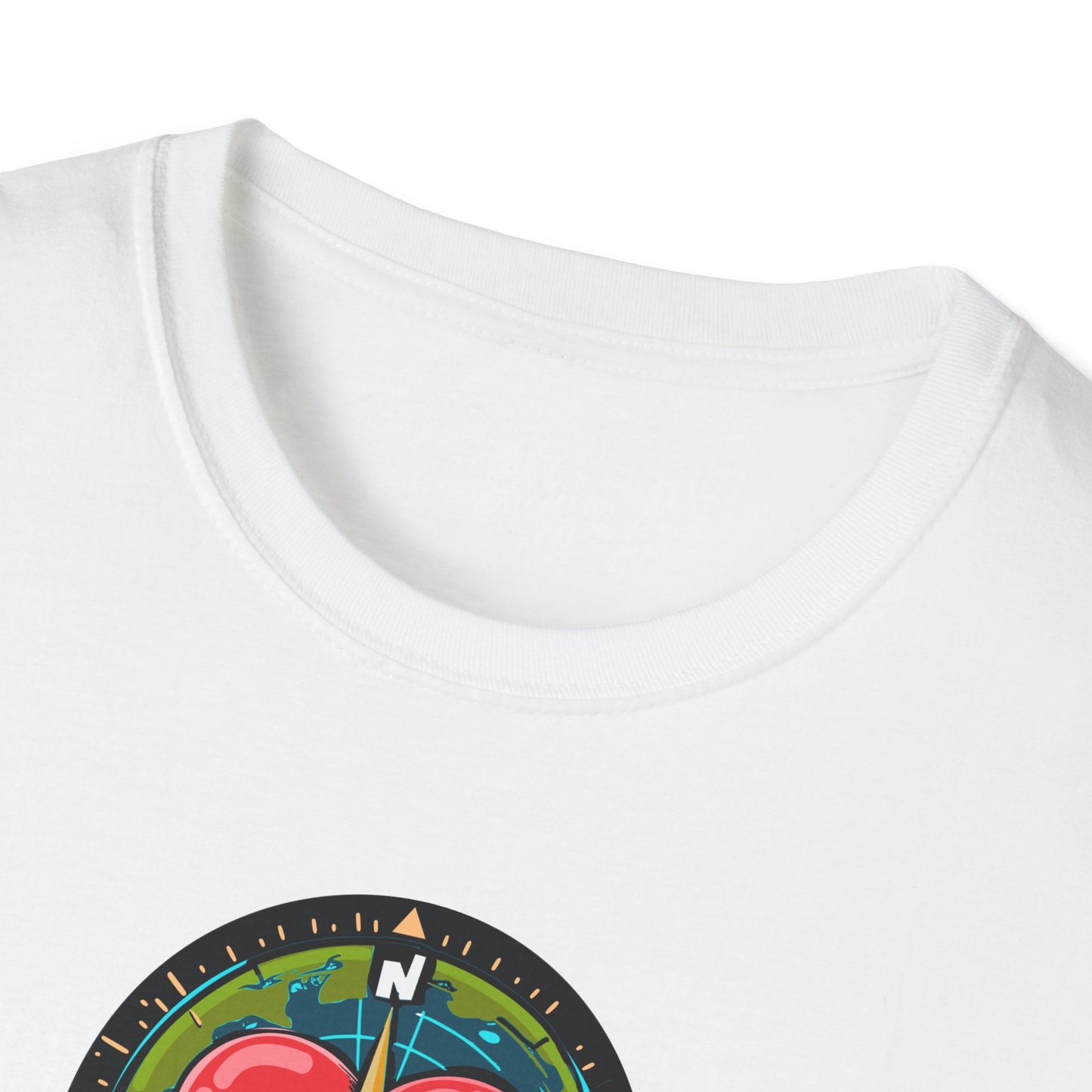 True North VBS Uplifting Compass Front Only Unisex Softstyle T-Shirt - My Heart Points to Jesus!