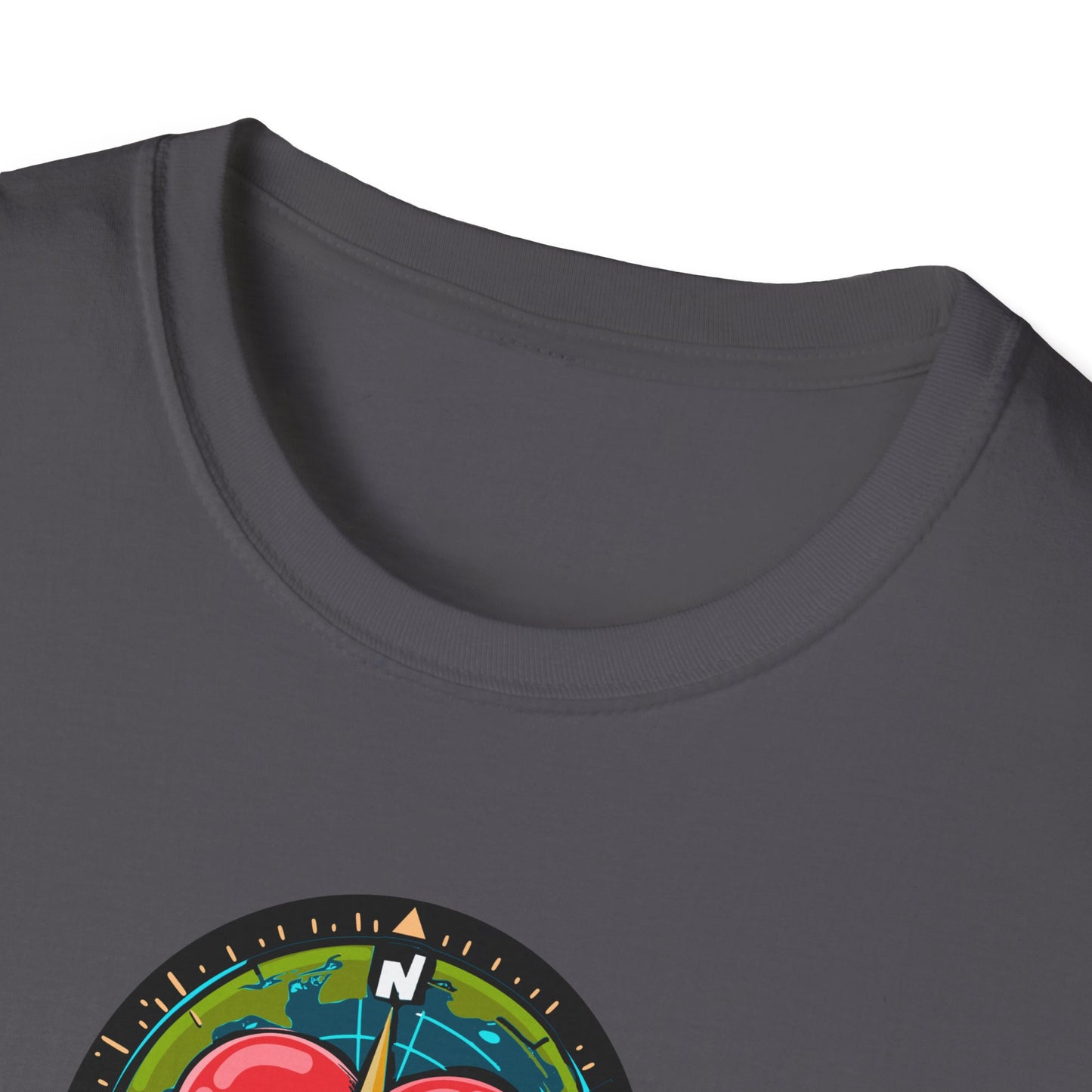 True North VBS Uplifting Compass Front Only Unisex Softstyle T-Shirt - My Heart Points to Jesus!