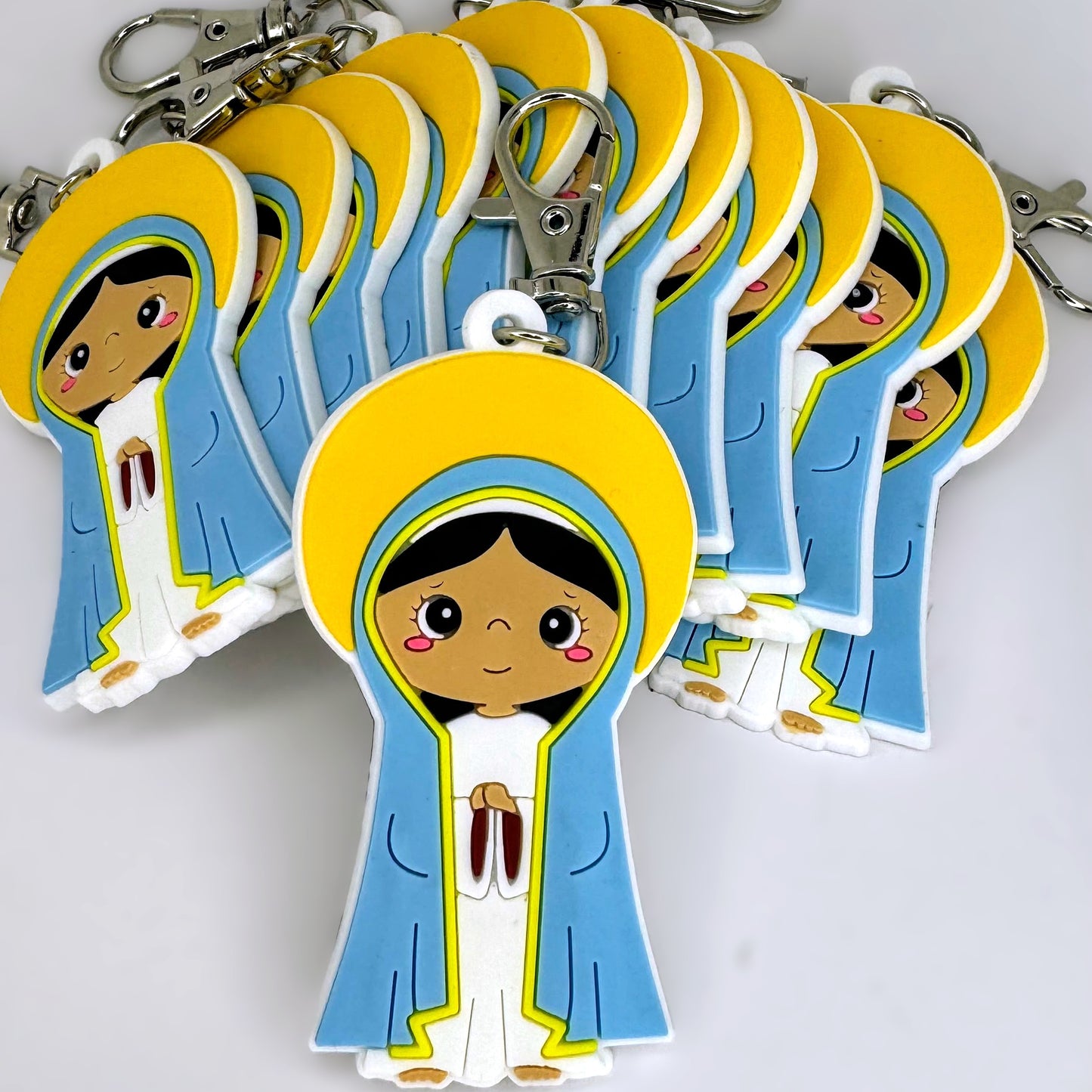 Bundle of Joy: 12 Pcs KeyChain Soft touch Uplifting Lil Saints Large PVC Keychain Bulk