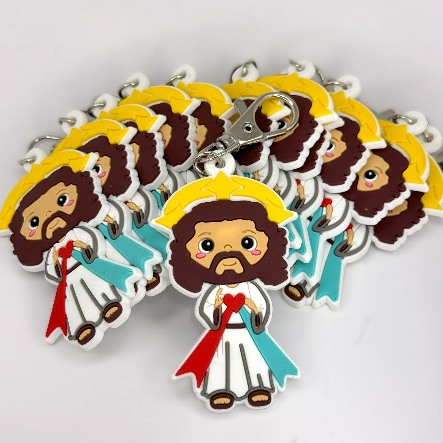 Bundle of Joy: 12 Pcs KeyChain Soft touch Uplifting Lil Saints Large PVC Keychain Bulk