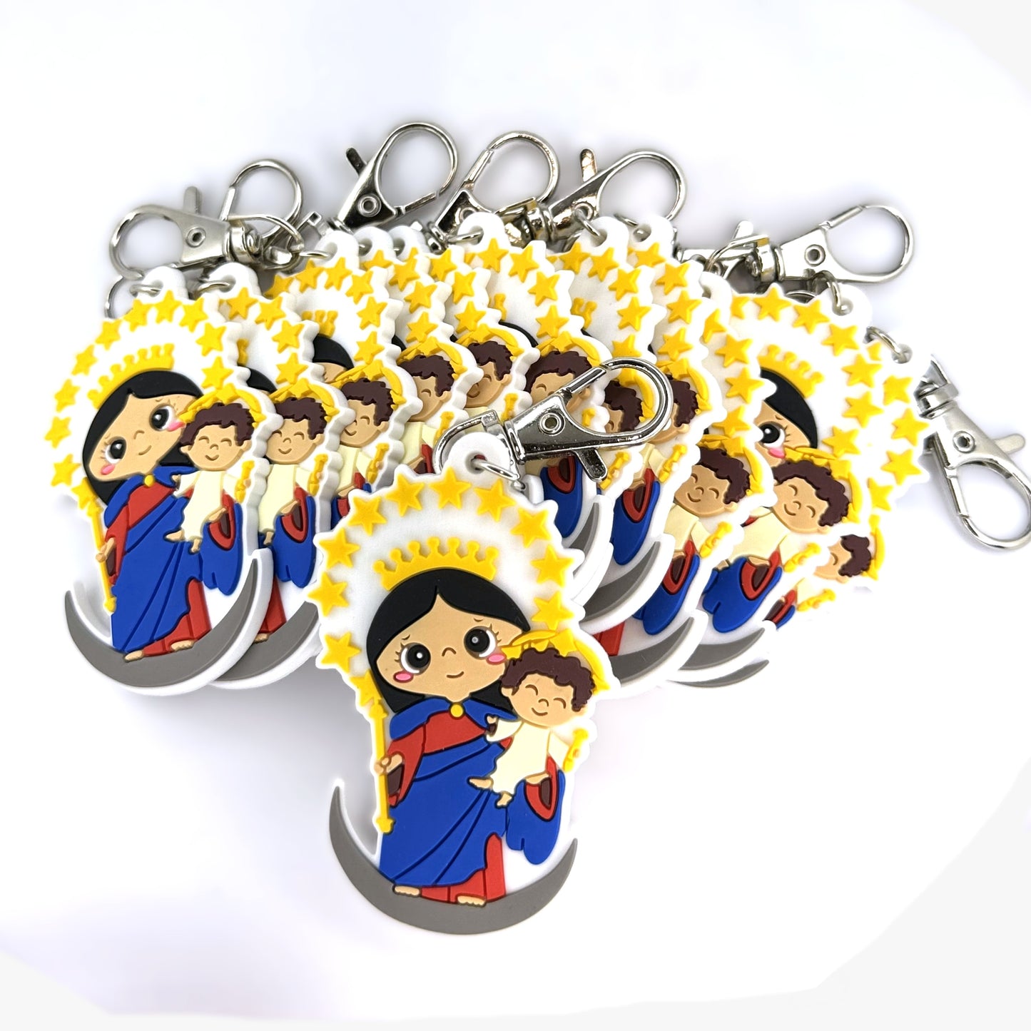 Bundle of Joy: 12 Pcs KeyChain Soft touch Uplifting Lil Saints Large PVC Keychain Bulk