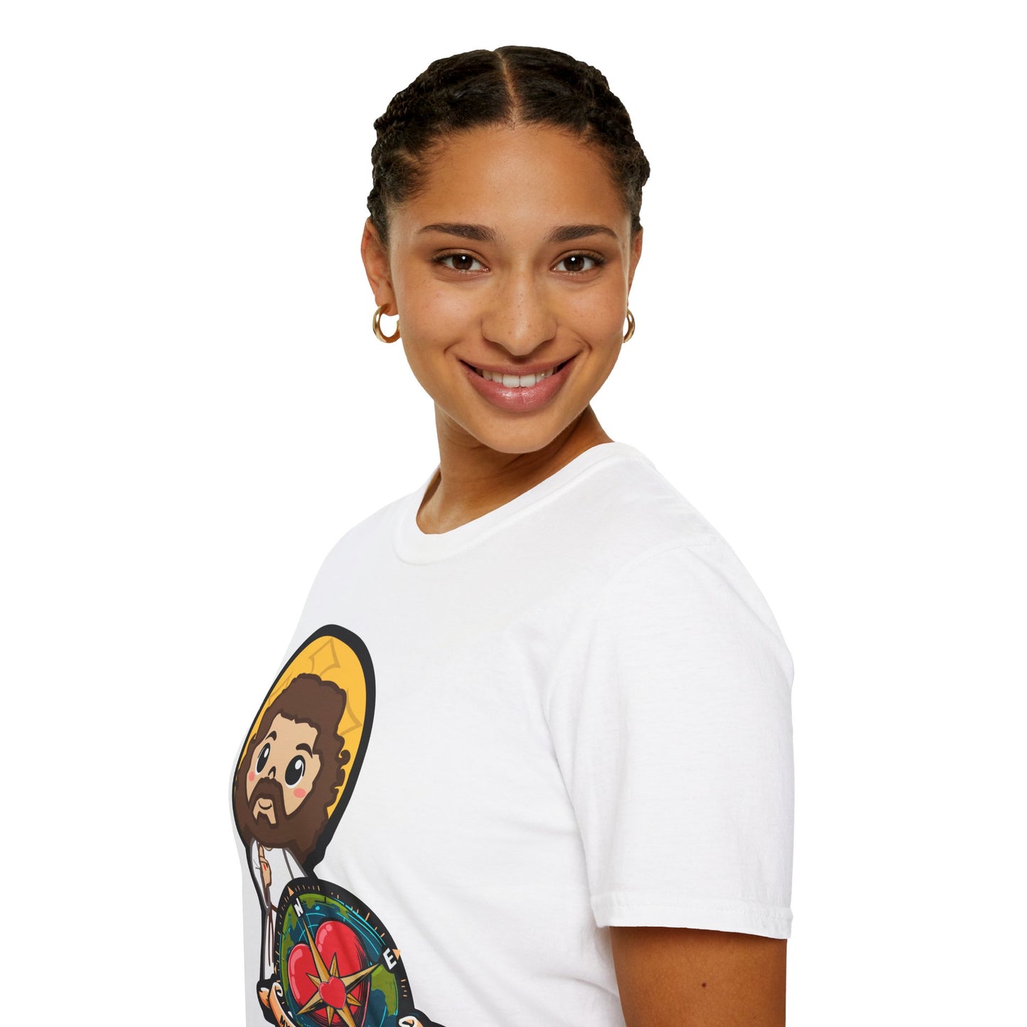 True North VBS Uplifitng Lil Jesus with Compass Unisex Softstyle T-Shirt - My Heart Points to Jesus!