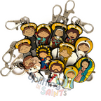 Bundle of Joy: 12 Pcs Pick your favorite Uplifting Lil Saint Key Chain.  Soft PVC Small Key Chain Bundle