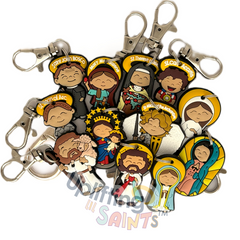 Bundle of Joy: 12 Pcs Pick your favorite Uplifting Lil Saint Key Chain.  Soft PVC Small Key Chain Bundle – All 12 Uplifting Lil Saints 1 of each