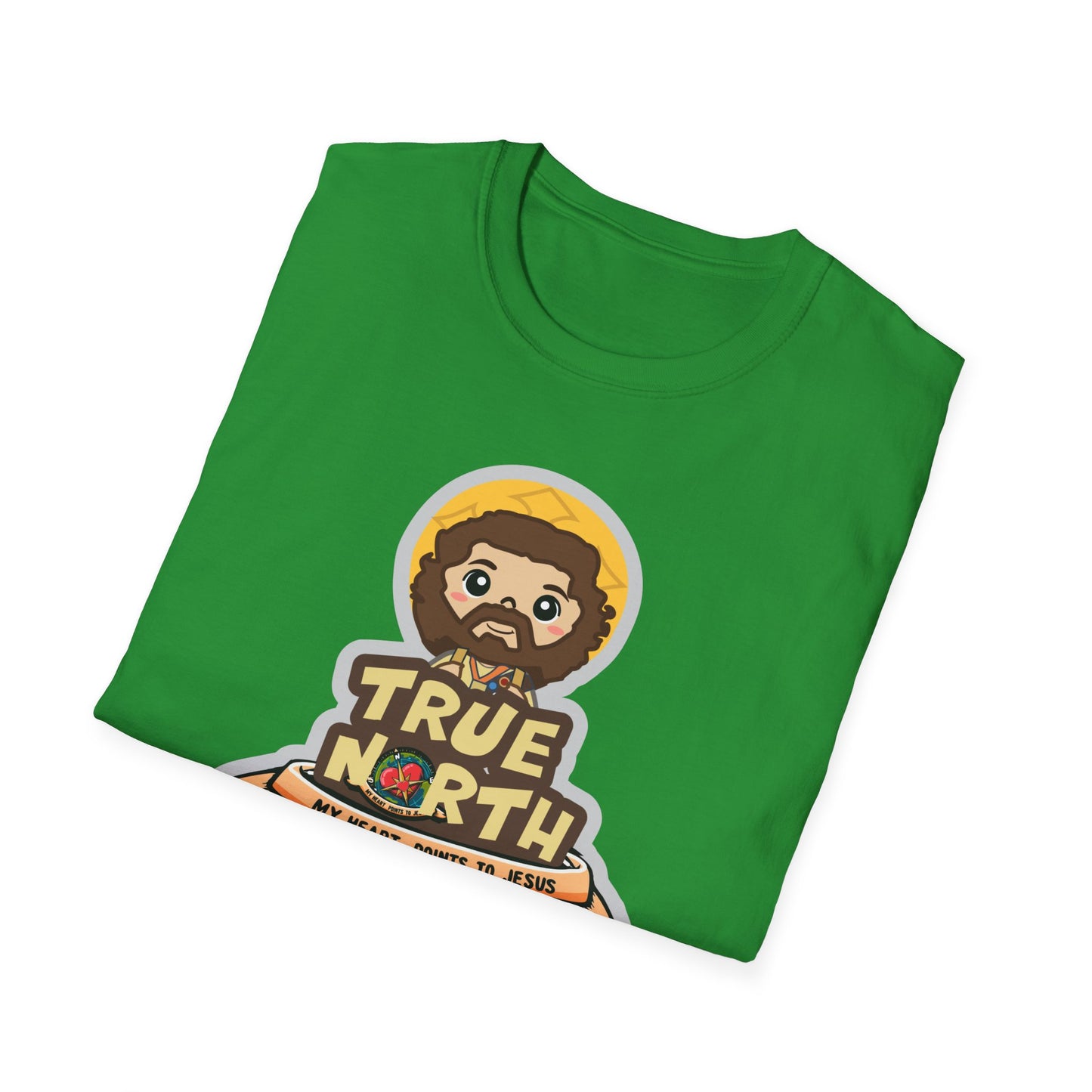 True North VBS Uplifting Lil Jesus Explorer True North Unisex Softstyle T-Shirt - My Heart Points to Jesus!