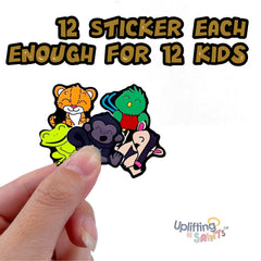 VBS Rainforest Falls Cutest Uplifting Lil Bible Buddies Pack VBS – 12 stickers each Character