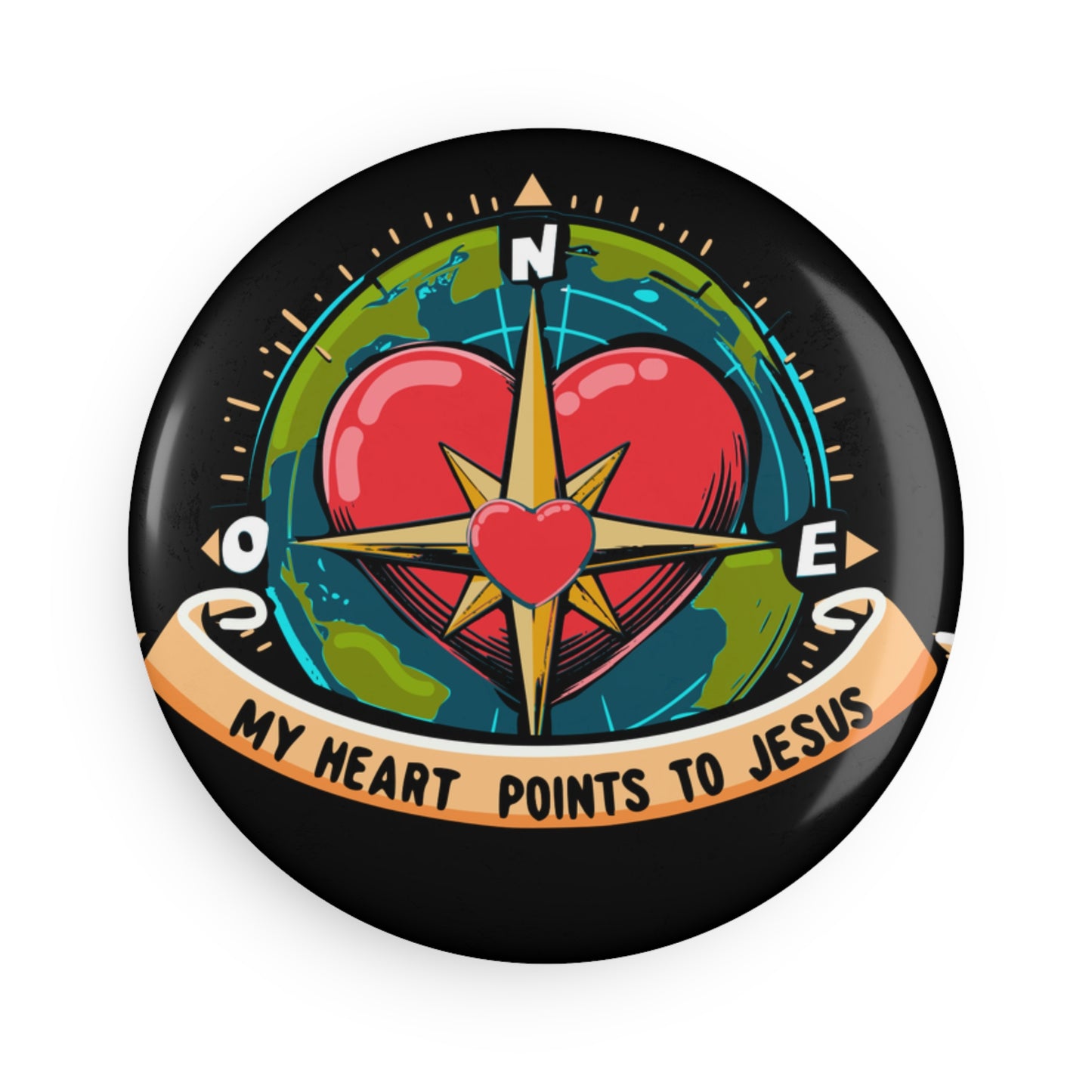 Inspirational Button Magnet - My Heart Points to Jesus - Ideal Gifts for VBS True North & Prayer Spaces