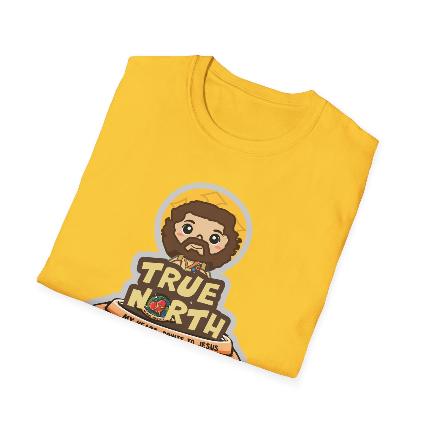 True North VBS Uplifting Lil Jesus Explorer True North Unisex Softstyle T-Shirt - My Heart Points to Jesus!