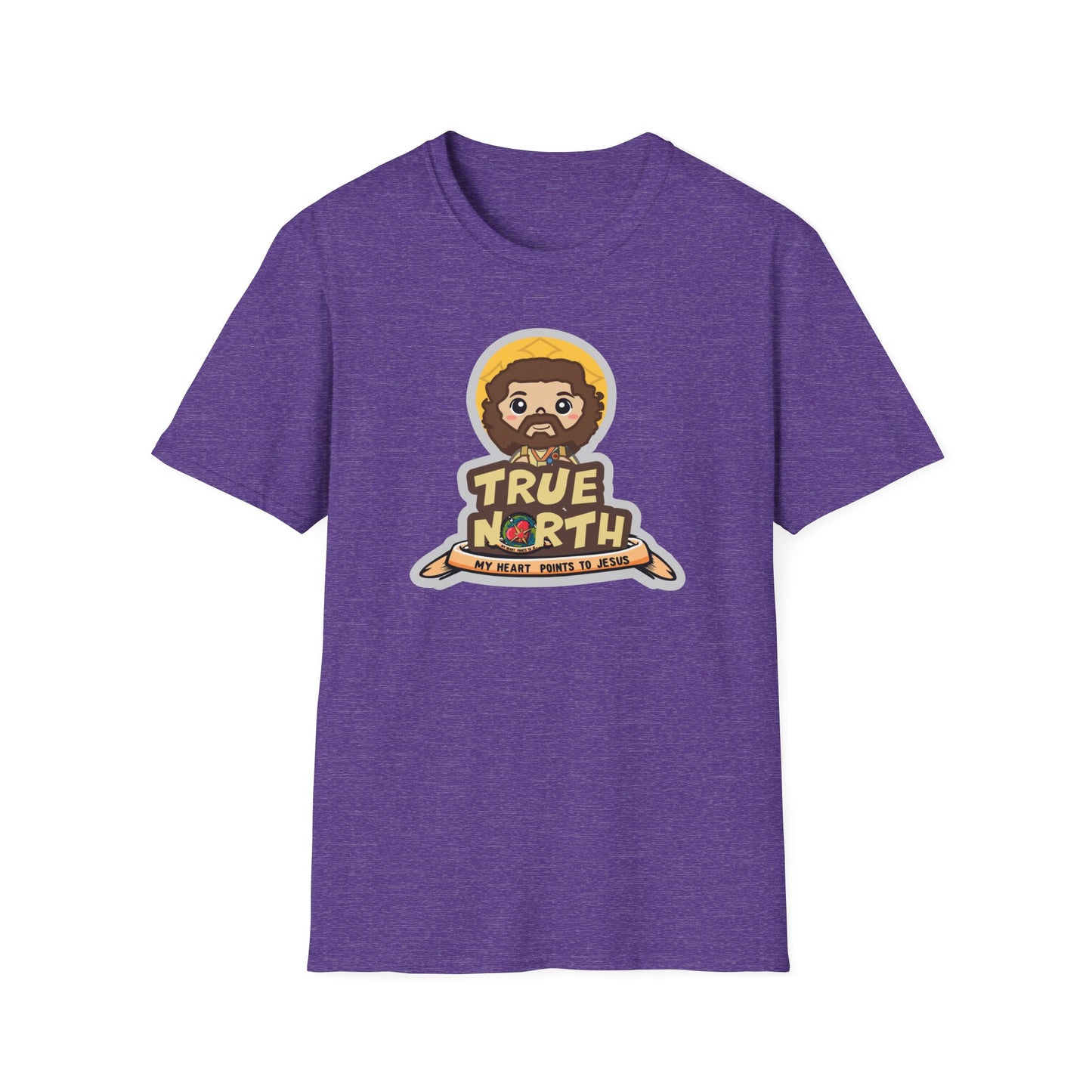 True North VBS Uplifting Lil Jesus Explorer True North Unisex Softstyle T-Shirt - My Heart Points to Jesus!