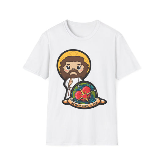True North VBS Uplifitng Lil Jesus with Compass Unisex Softstyle T-Shirt - My Heart Points to Jesus!