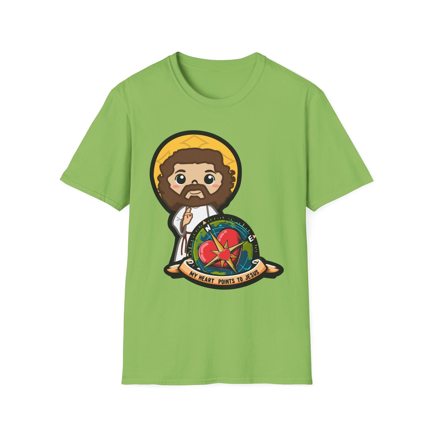 True North VBS Uplifitng Lil Jesus with Compass Unisex Softstyle T-Shirt - My Heart Points to Jesus!