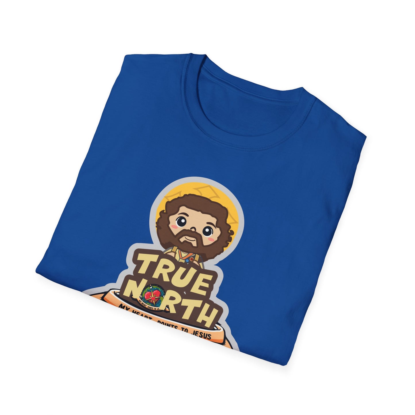 True North VBS Uplifting Lil Jesus Explorer True North Unisex Softstyle T-Shirt - My Heart Points to Jesus!