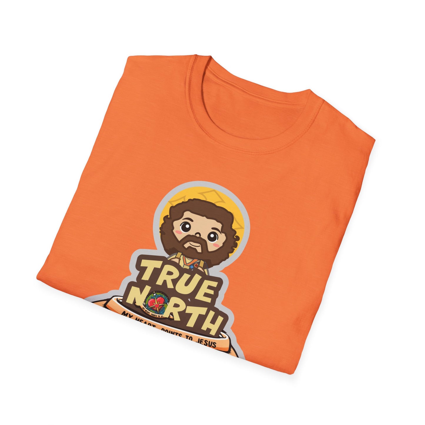 True North VBS Uplifting Lil Jesus Explorer True North Unisex Softstyle T-Shirt - My Heart Points to Jesus!