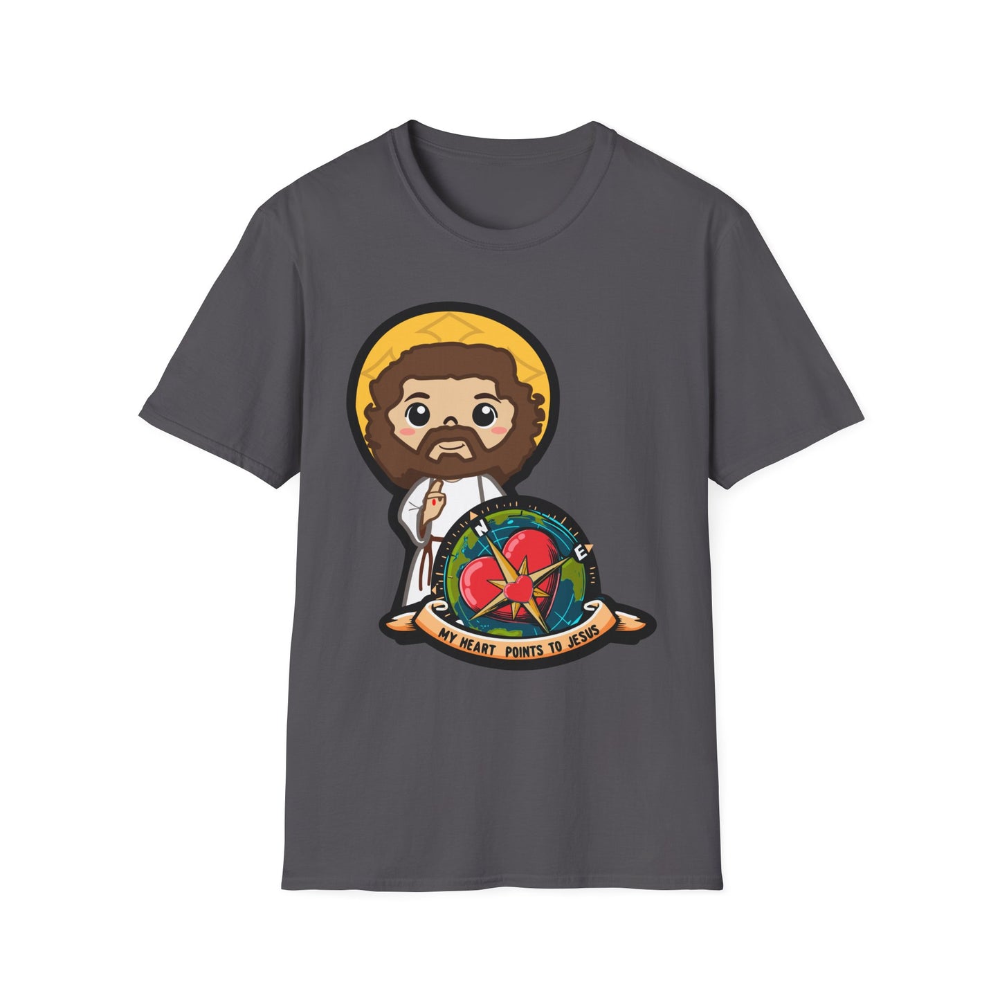 True North VBS Uplifitng Lil Jesus with Compass Unisex Softstyle T-Shirt - My Heart Points to Jesus!