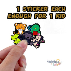 VBS Rainforest Falls Cutest Uplifting Lil Bible Buddies Pack VBS – 1 sticker each Character