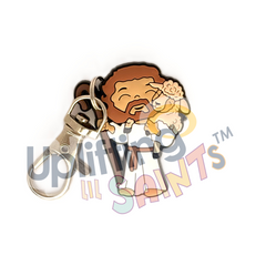 Uplifting Lil Saint Keychain.  Soft PVC Small Keychain – Jesus Good Shepherd