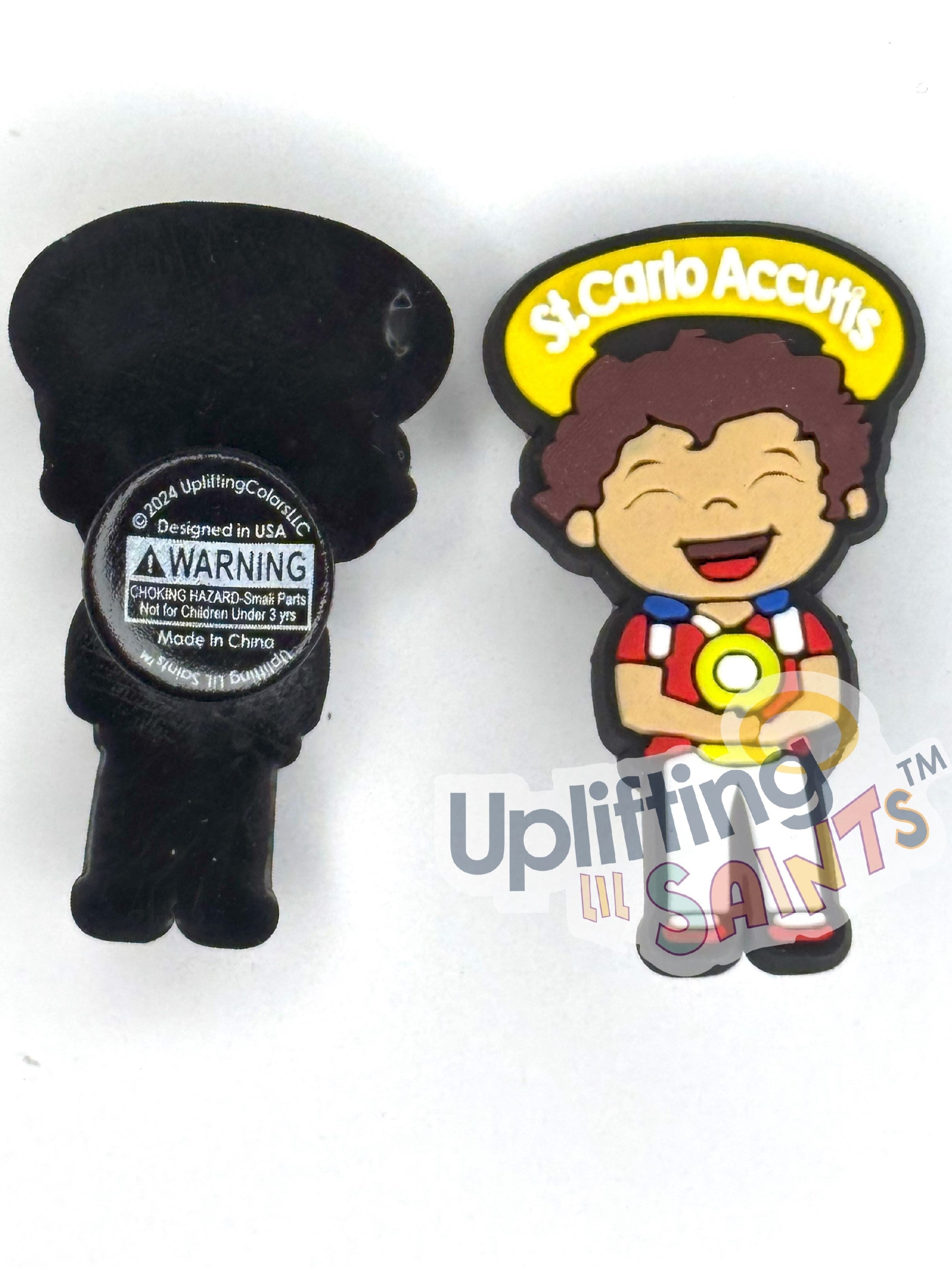 Uplifting Lil Saint Carlo Acutis Shoe Charm Soft PVC