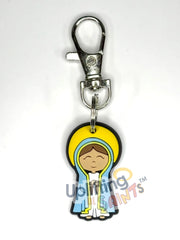 Uplifting Lil Saint Keychain.  Soft PVC Small Keychain – Virgin Mary