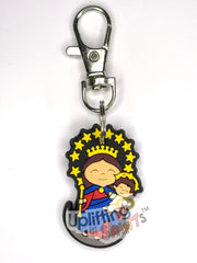 Uplifting Lil Saint Keychain.  Soft PVC Small Keychain – Virgin w baby Jesus