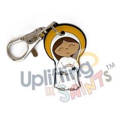 Uplifting Lil Saint Keychain.  Soft PVC Small Keychain – Pregnant Blessed Virging Mary