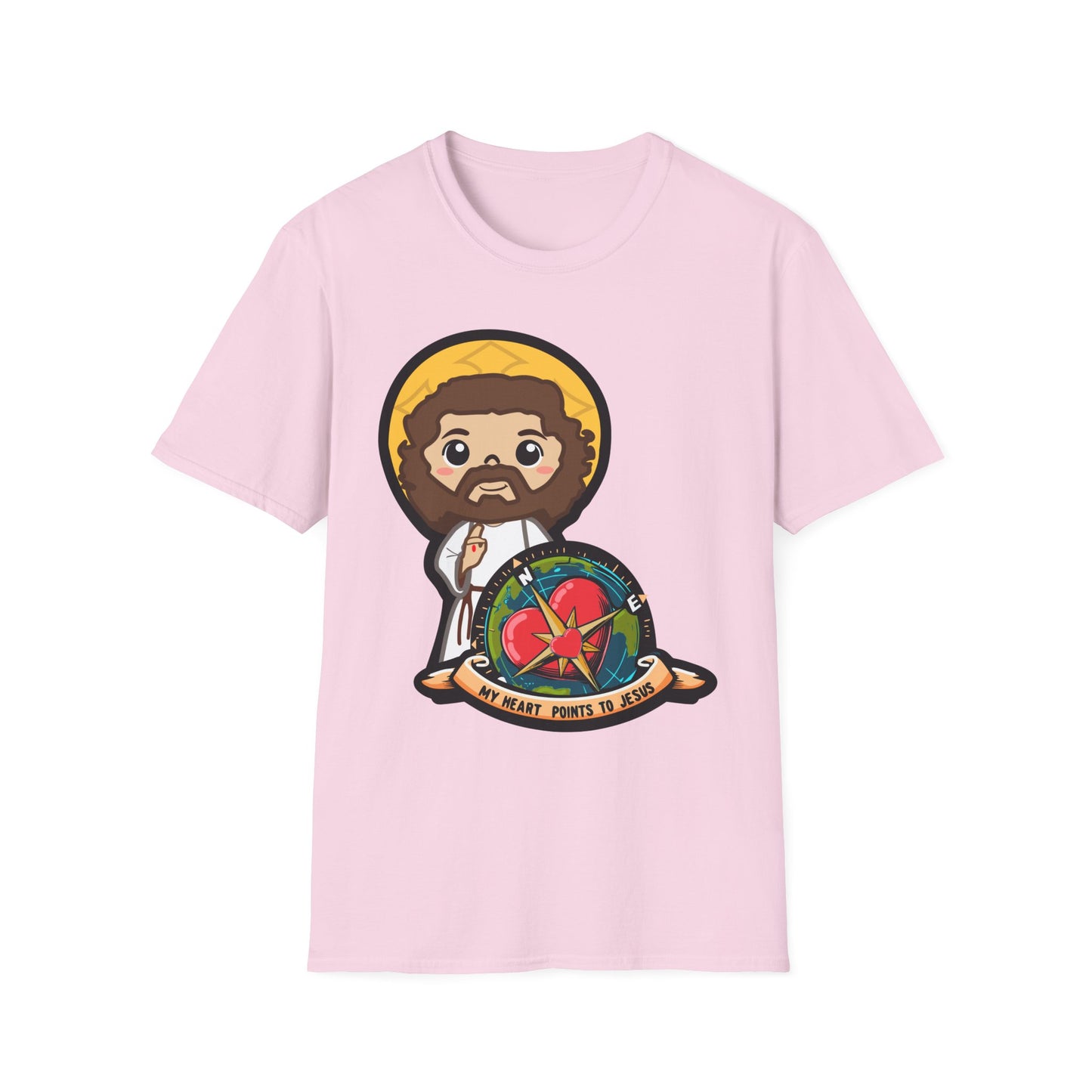 True North VBS Uplifitng Lil Jesus with Compass Unisex Softstyle T-Shirt - My Heart Points to Jesus!