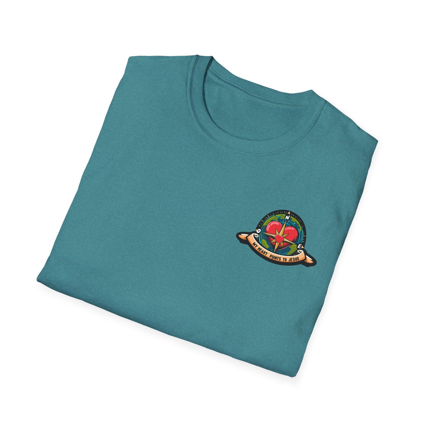 True North VBS Uplifitng Compass Unisex Softstyle T-Shirt - My Heart Points to Jesus!