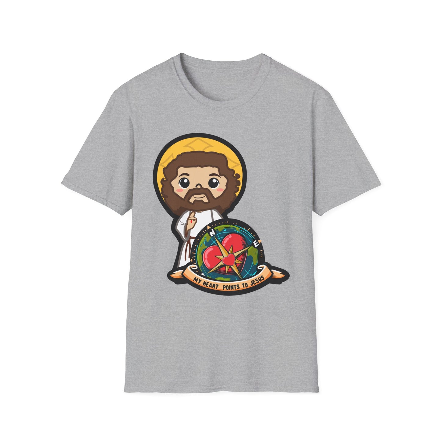 True North VBS Uplifitng Lil Jesus with Compass Unisex Softstyle T-Shirt - My Heart Points to Jesus!