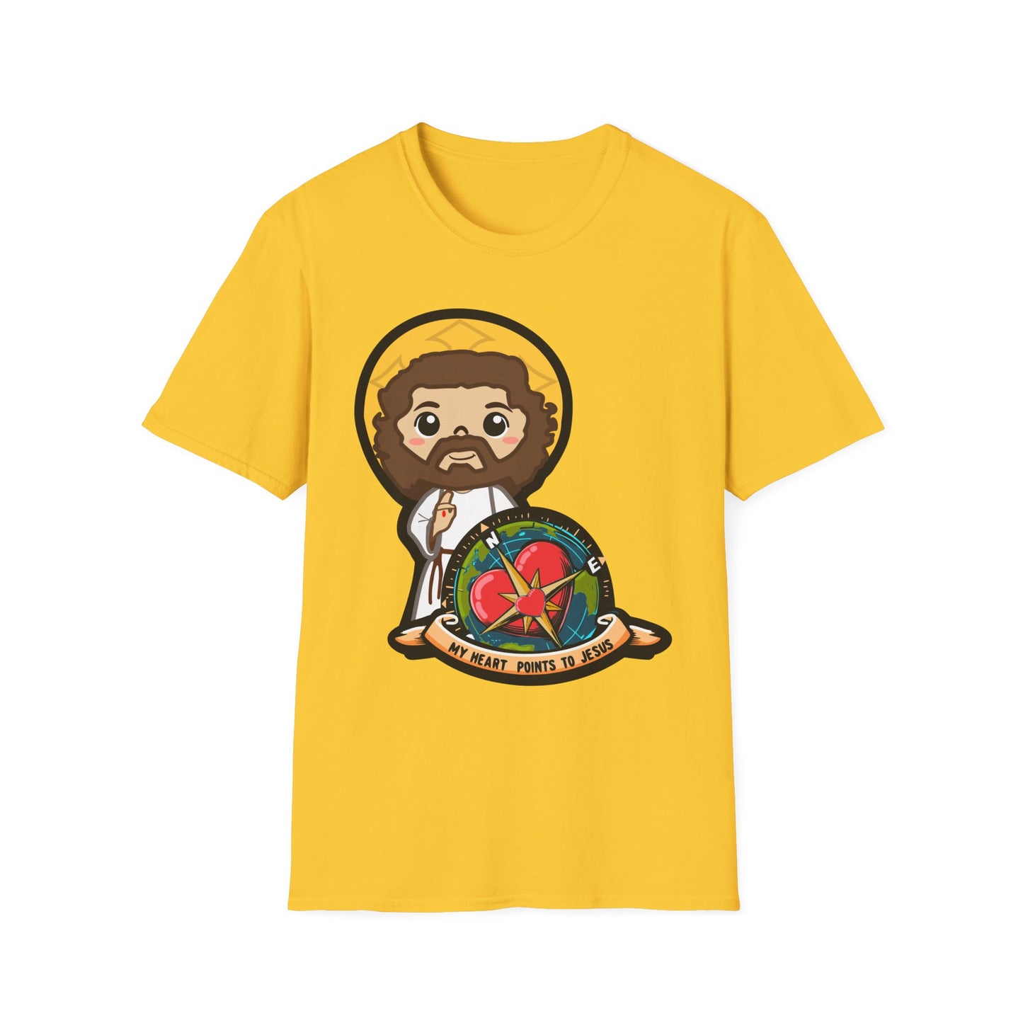 True North VBS Uplifitng Lil Jesus with Compass Unisex Softstyle T-Shirt - My Heart Points to Jesus!
