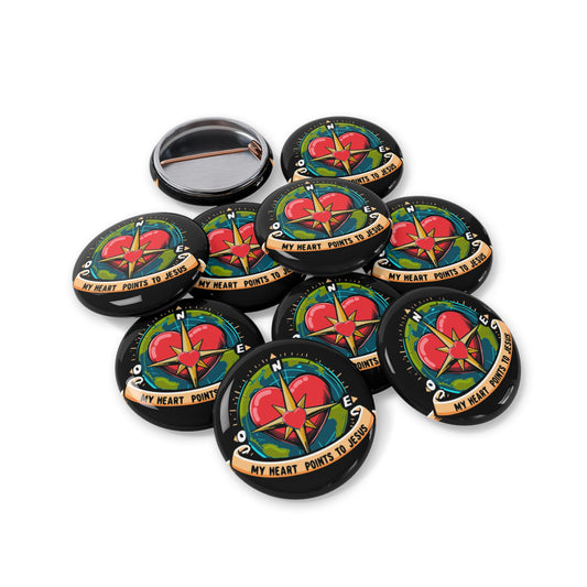 VBS Uplifting Round Pins - 'My Heart Points to Jesus' Inspirational