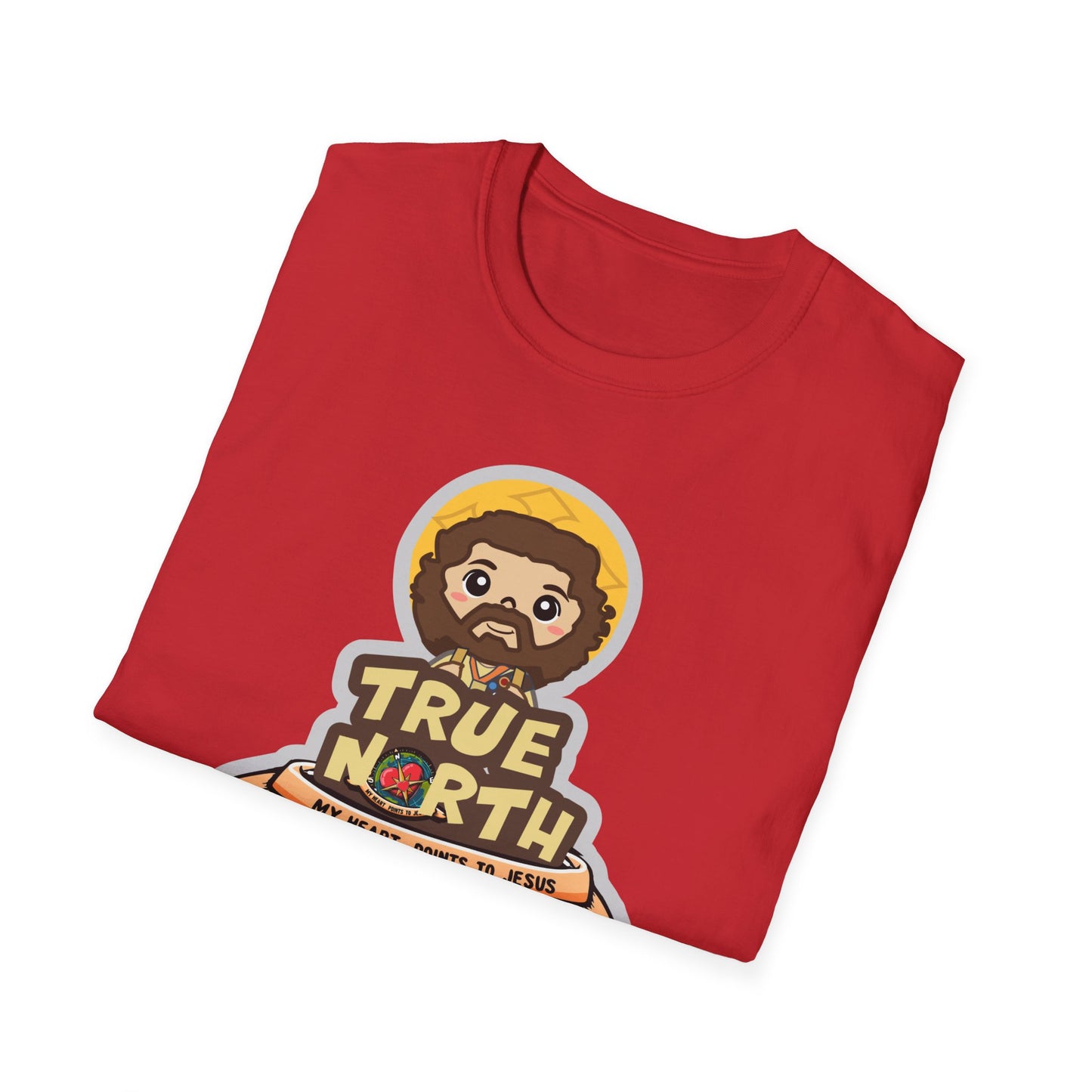 True North VBS Uplifting Lil Jesus Explorer True North Unisex Softstyle T-Shirt - My Heart Points to Jesus!