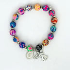 Colorful polymer clay beads Bracelet in floral and abstract patterns.
