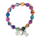 Colorful polymer clay beads Bracelet in floral and abstract patterns.