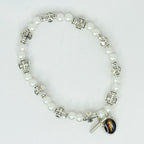 Uplifting Lil Saints Luminous pear-llike acrylic beads Bracelet with Crucifixs and charm (Divine Mercy and Our Lady of Medugorje.