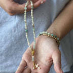 Rosary Bracelet with Natural Gemstone and Secure Magnetic Clasp, Perfect Gift for First Communion, Confirmation, and Sacraments