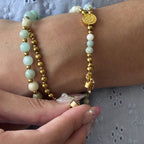 Rosary Bracelet with Natural Gemstone and Secure Magnetic Clasp, Perfect Gift for First Communion, Confirmation, and Sacraments