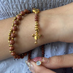 Rosary Bracelet with Natural Gemstone and Secure Magnetic Clasp, Perfect Gift for First Communion, Confirmation, and Sacraments