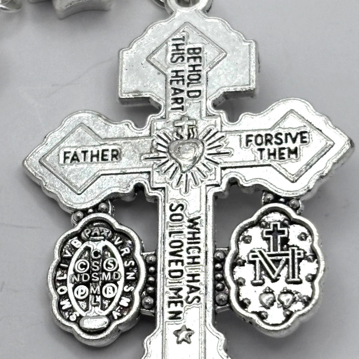 Miraculous Medal Rosary, Glass Pearl beads and Cross decade Beads