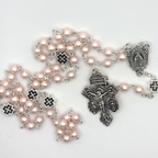 Miraculous Medal Rosary, Glass Pearl beads and Cross decade Beads