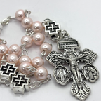 Miraculous Medal Rosary, Glass Pearl beads and Cross decade Beads