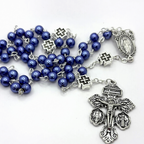 Miraculous Medal Rosary, Glass Pearl beads and Cross decade Beads