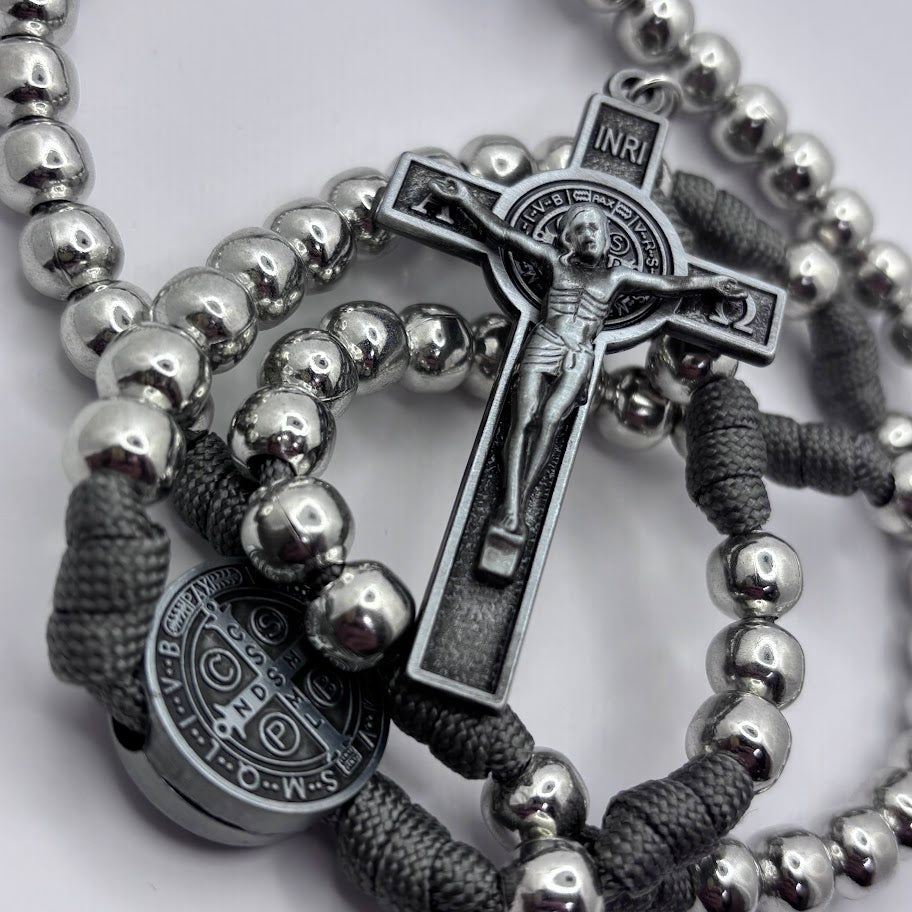 Panacord Rosary , Uplifting Our Lady , St Michael,  St Benedict Metallic Alloy Medal