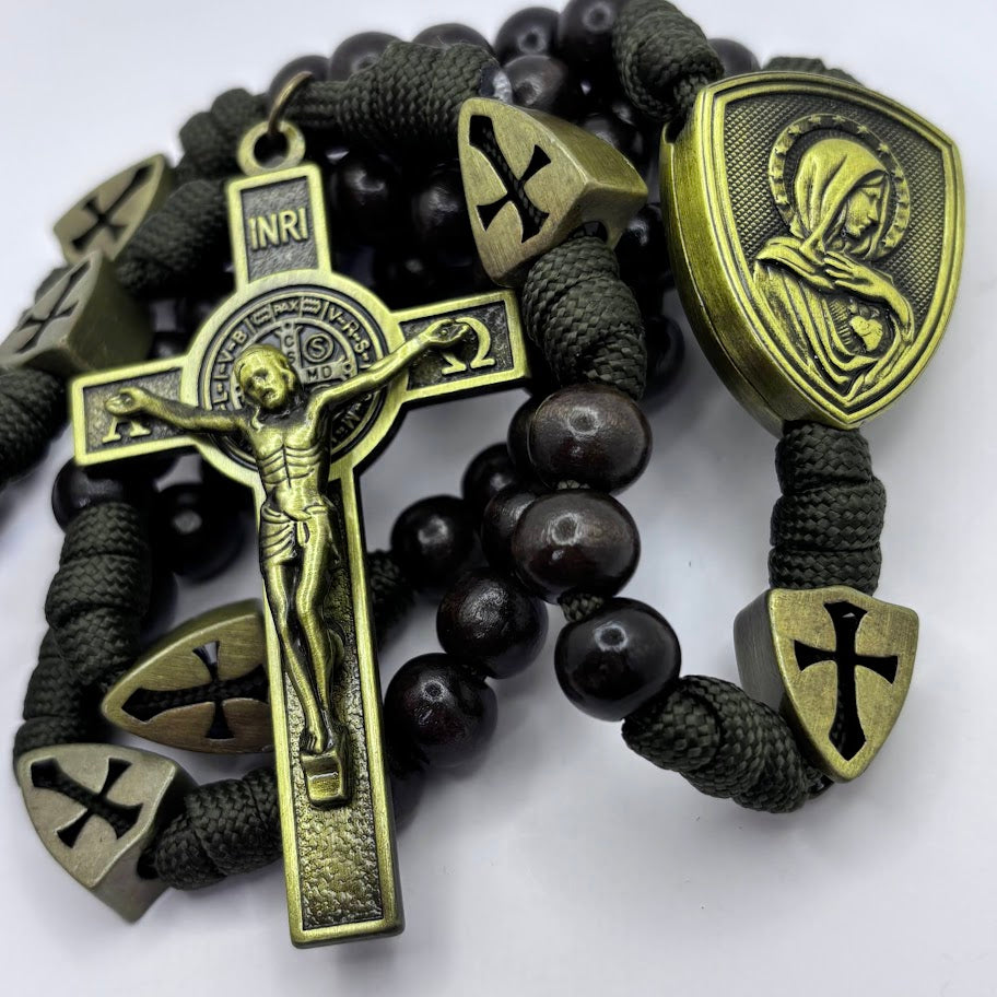 Panacord Rosary , Uplifting Our Lady , St Michael,  St Benedict Metallic Alloy Medal