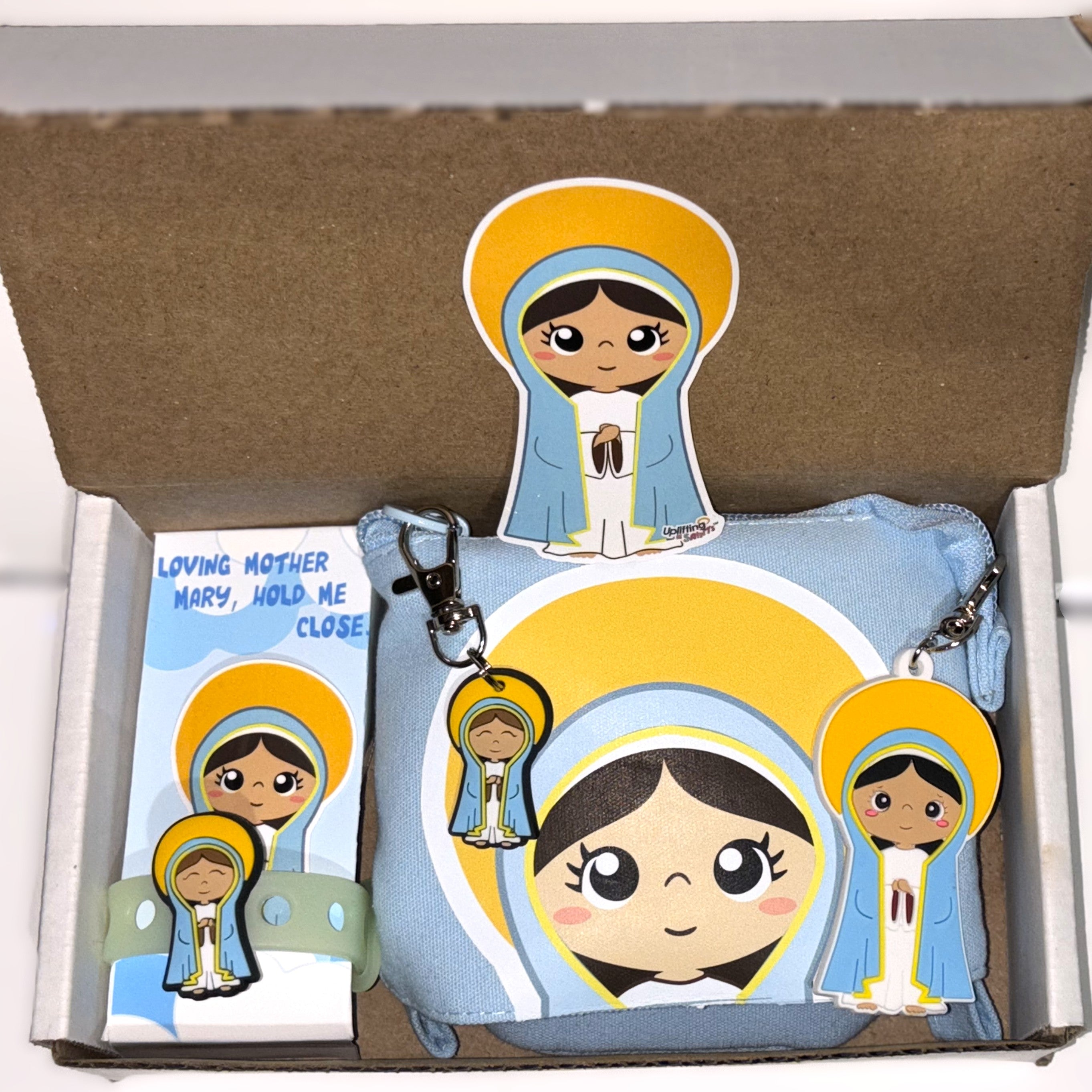 Personalized extra cute Gift Box: Virgin Mary or Jesus Collection for First Communion, Confirmation, or Baptism