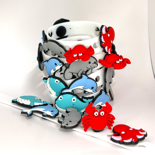 VBS Bracelet perfect for Scuba  . Crocs Style Bracelete.  Soft touch PVC Charms and Silicone Bracelet