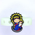 Uplifting Lil Saint Carlo Acutis Charms for shoes with holes Style Bracelete.  Soft touch PVC Charms and Silicone Bracelet