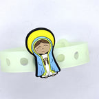 Uplifting Lil Saint Carlo Acutis Charms for shoes with holes Style Bracelete.  Soft touch PVC Charms and Silicone Bracelet