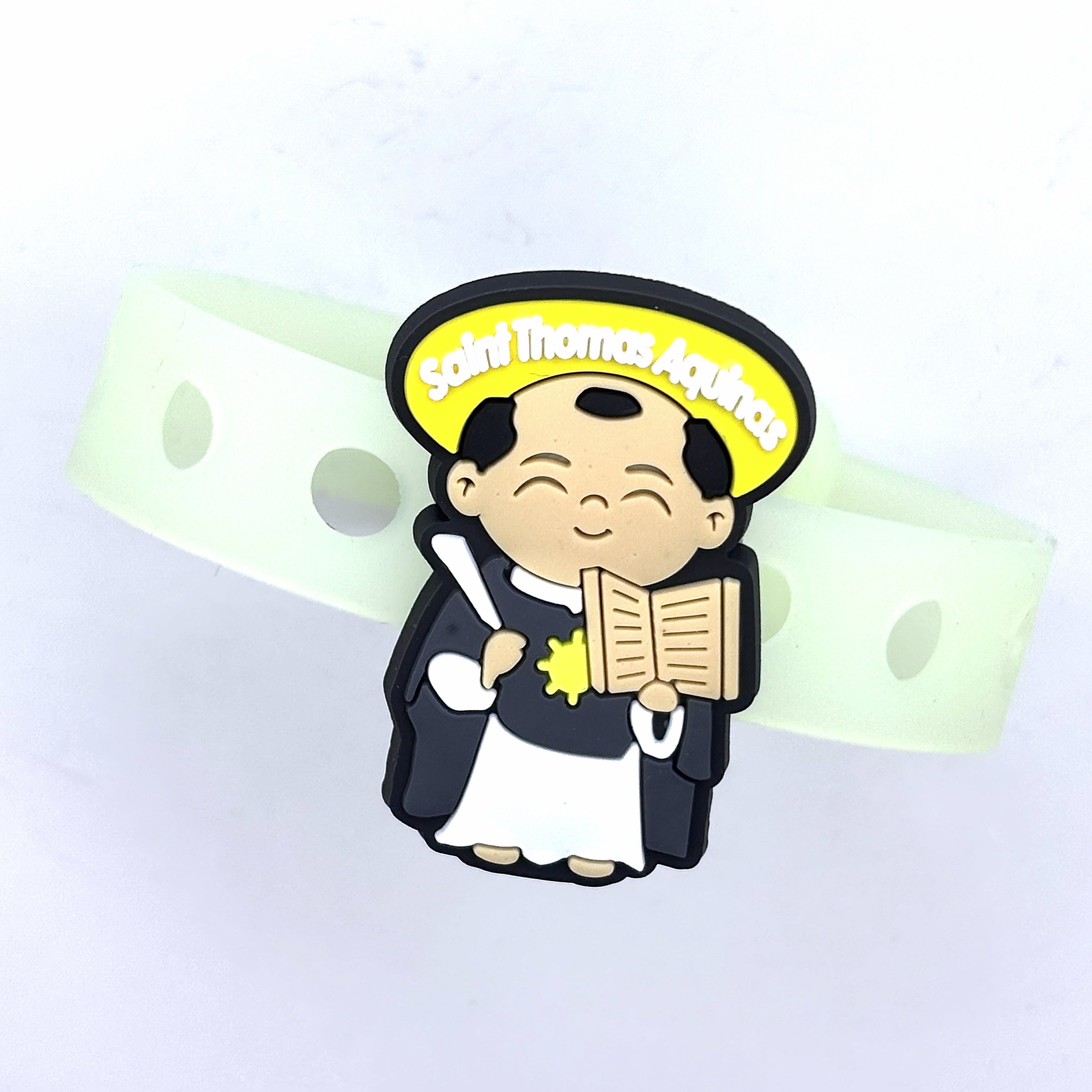 Uplifting Lil Saint Carlo Acutis Charms for shoes with holes Style Bracelete.  Soft touch PVC Charms and Silicone Bracelet