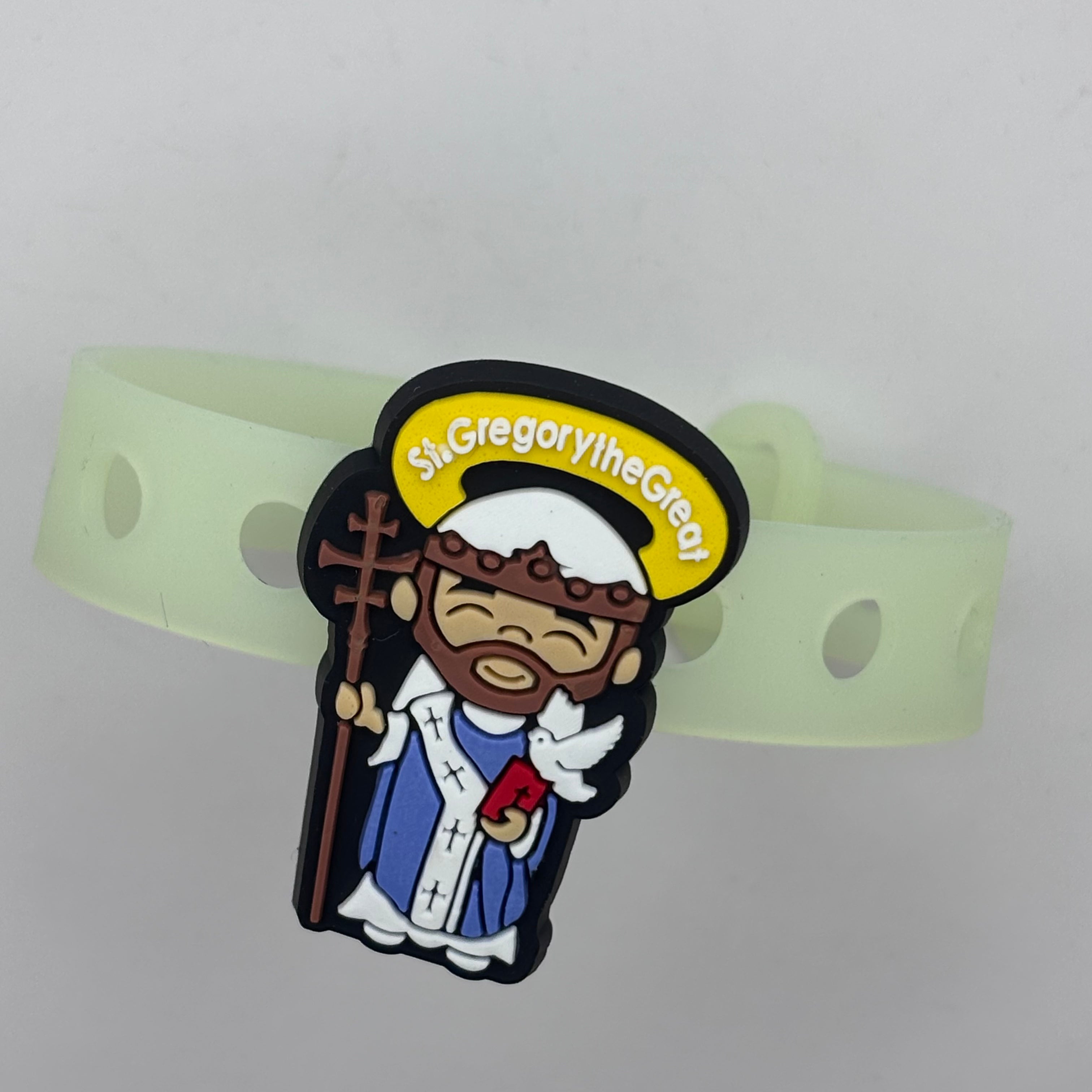 Uplifting Lil Saint Carlo Acutis Charms for shoes with holes Style Bracelete.  Soft touch PVC Charms and Silicone Bracelet