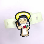 Uplifting Lil Saint Carlo Acutis Charms for shoes with holes Style Bracelete.  Soft touch PVC Charms and Silicone Bracelet