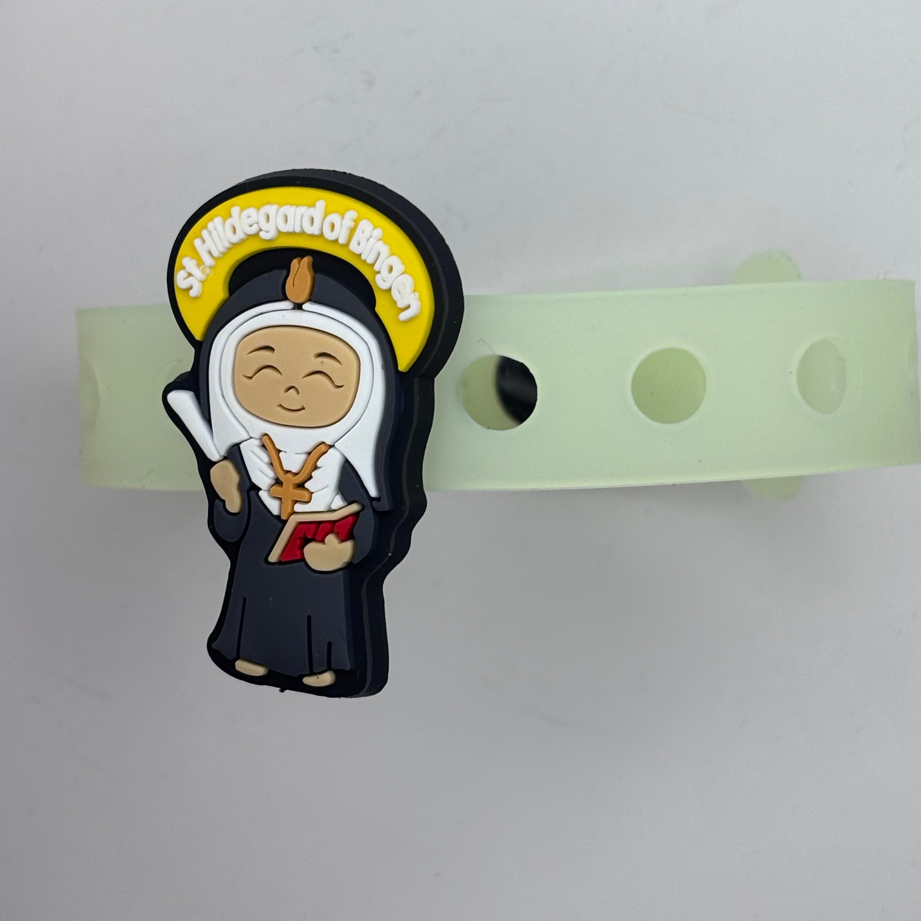 Uplifting Lil Saint Carlo Acutis Charms for shoes with holes Style Bracelete.  Soft touch PVC Charms and Silicone Bracelet